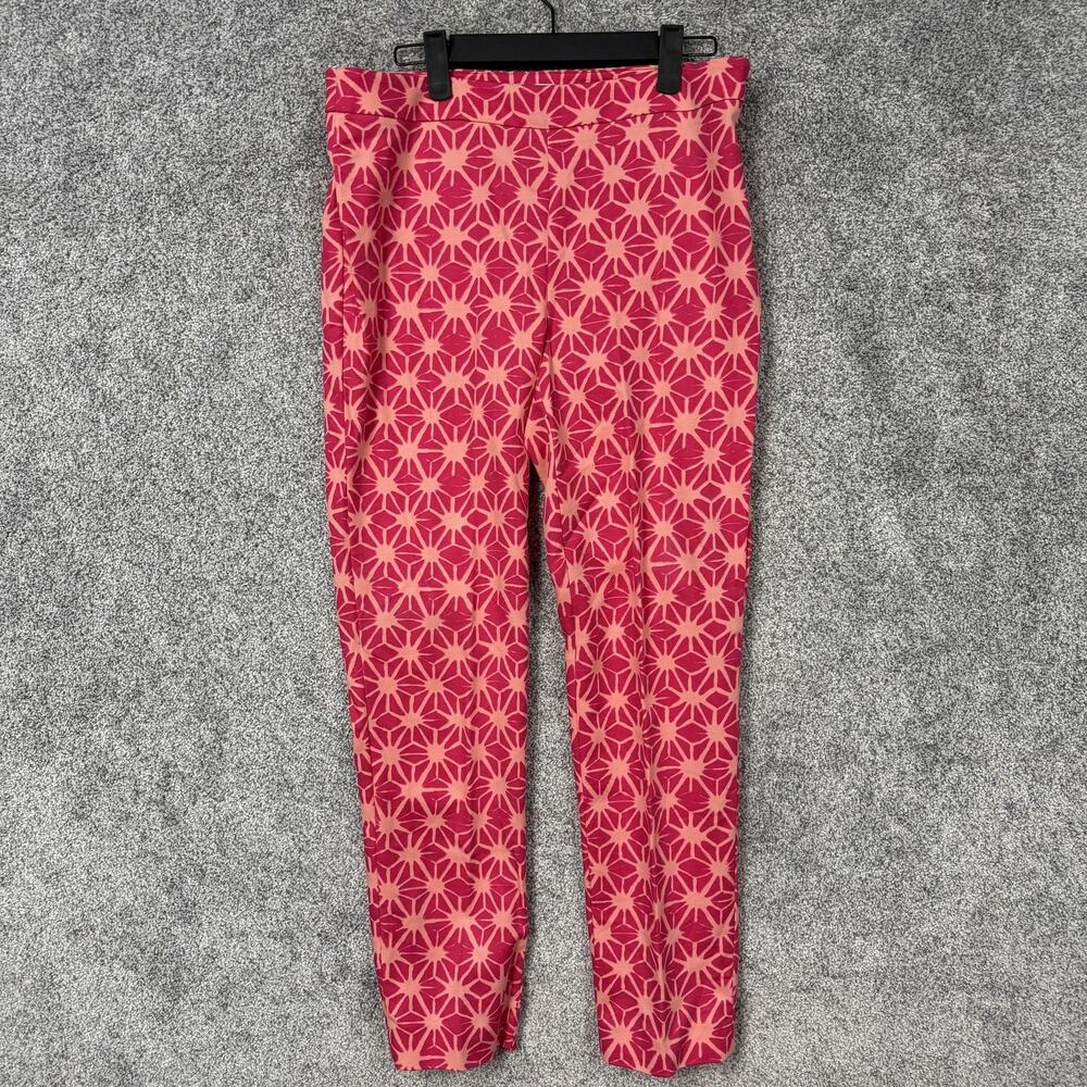 Chaus Ankle Pants Womens 4 31x27 Pink Geometric Starburst Stretch Preppy Boho